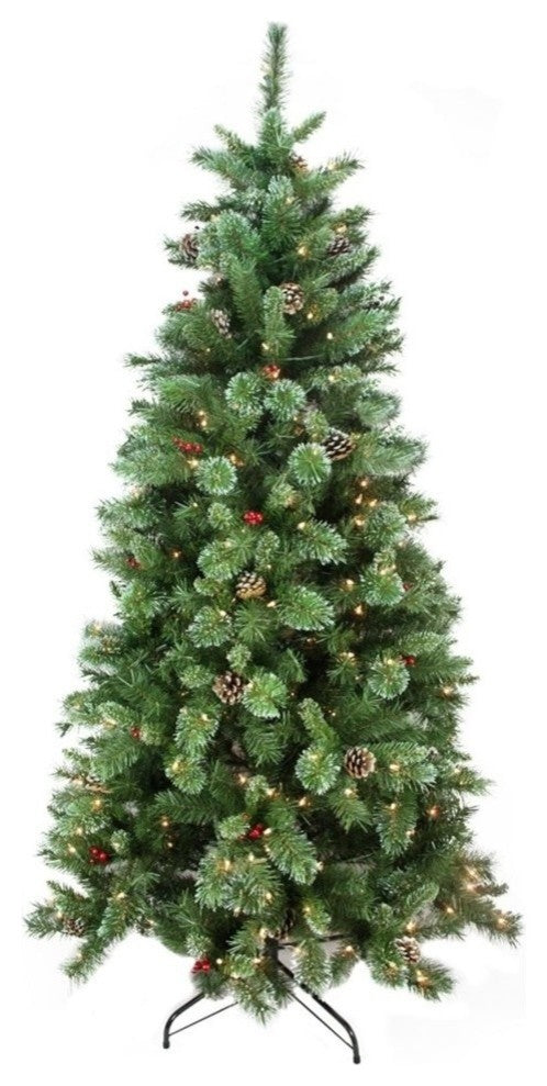 7.5'x48" Pre-Lit Glittered Mixed Pine Christmas Tree