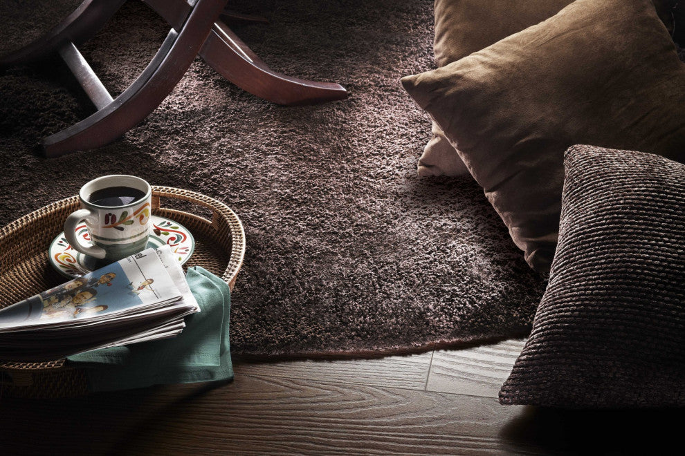 HomeRoots 9' x 13' Polyester Espresso Area Rug