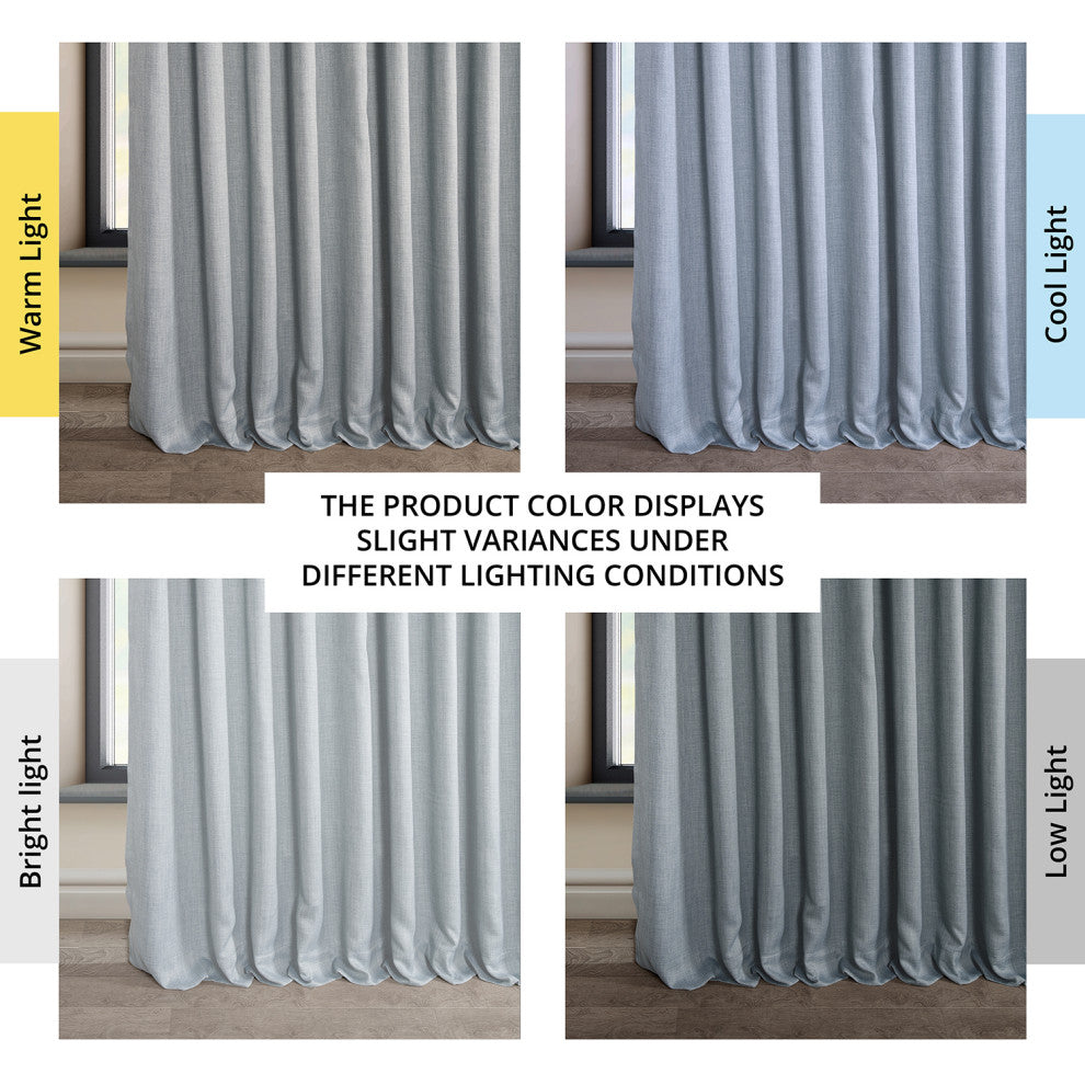 Faux Linen Extra Wide Room Darkening Curtain Single Panel, Heather Grey, 100x84