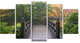 Wood Bridge at Japanese Garden In Fall, Bridge Canvas Print, 60"x32", 5 Panels