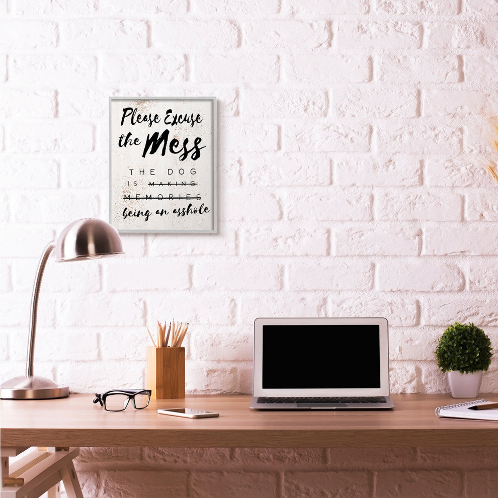 E"xcuse Mess Funny Word Dog Pet Te"xtured Design, 16"x20"