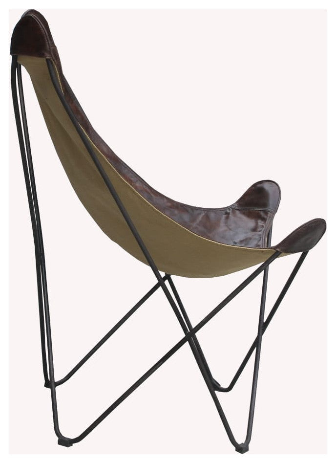 Natural Leather Butterfly Chair