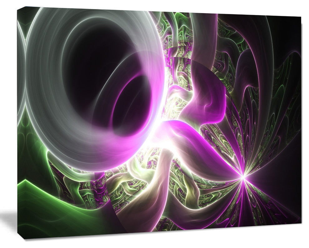 Light Purple Designs on Black, Abstract Wall Art Canvas, 40x30