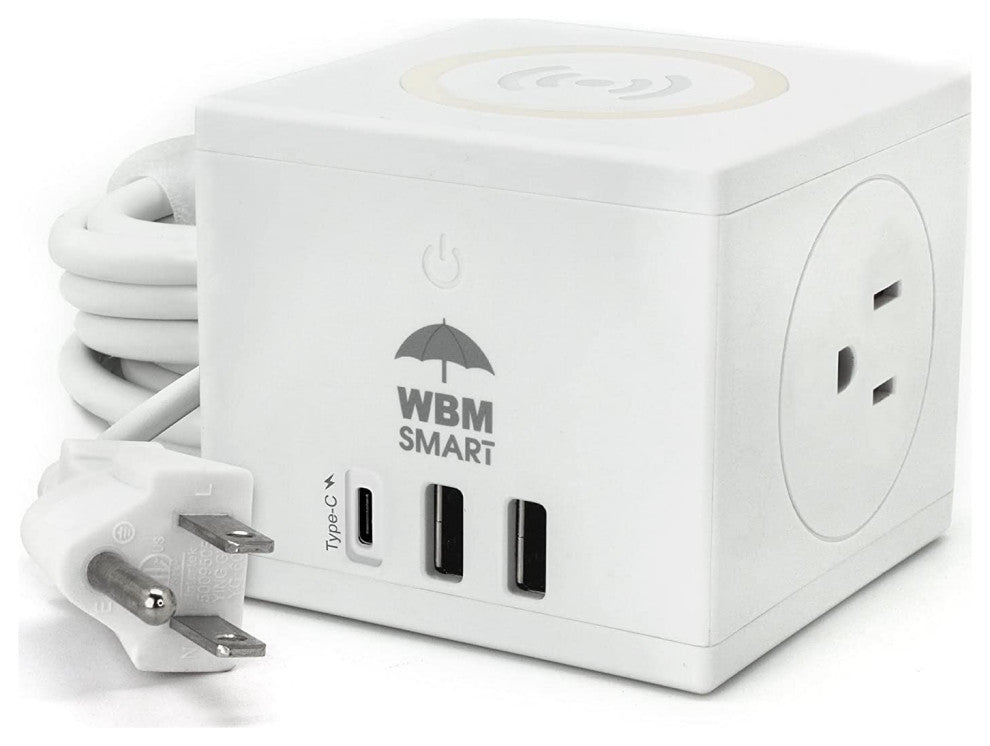 Wireless Charging Station 3, 1 Cube Power Strip 10A With USB Extension Cord