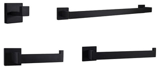 Bagno Lucido 4-Piece Bathroom Accessory Set, Matte Black