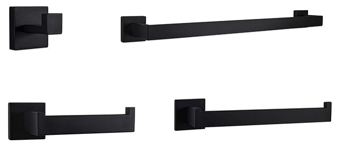 Bagno Lucido 4-Piece Bathroom Accessory Set, Matte Black