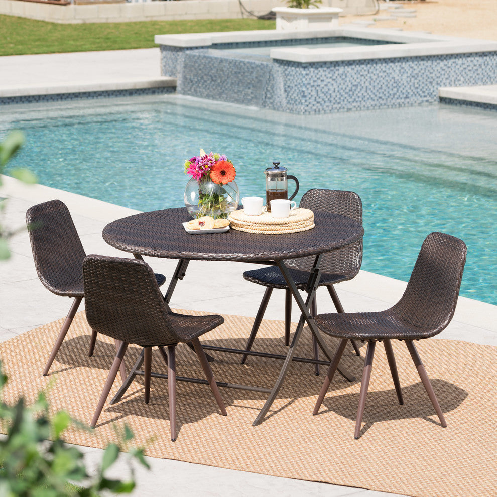 GDF Studio 5-Piece Judith Caleb Outdoor Dining Set With Foldable Table