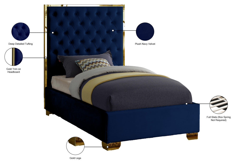 Lana Velvet Bed, Navy, Twin