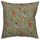 Green Tree and Globe Pattern 18x18 Spun Poly Pillow
