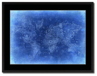 Ancient World Vivid Map Print On Canvas With Black Custom Frame, 28" X 37"