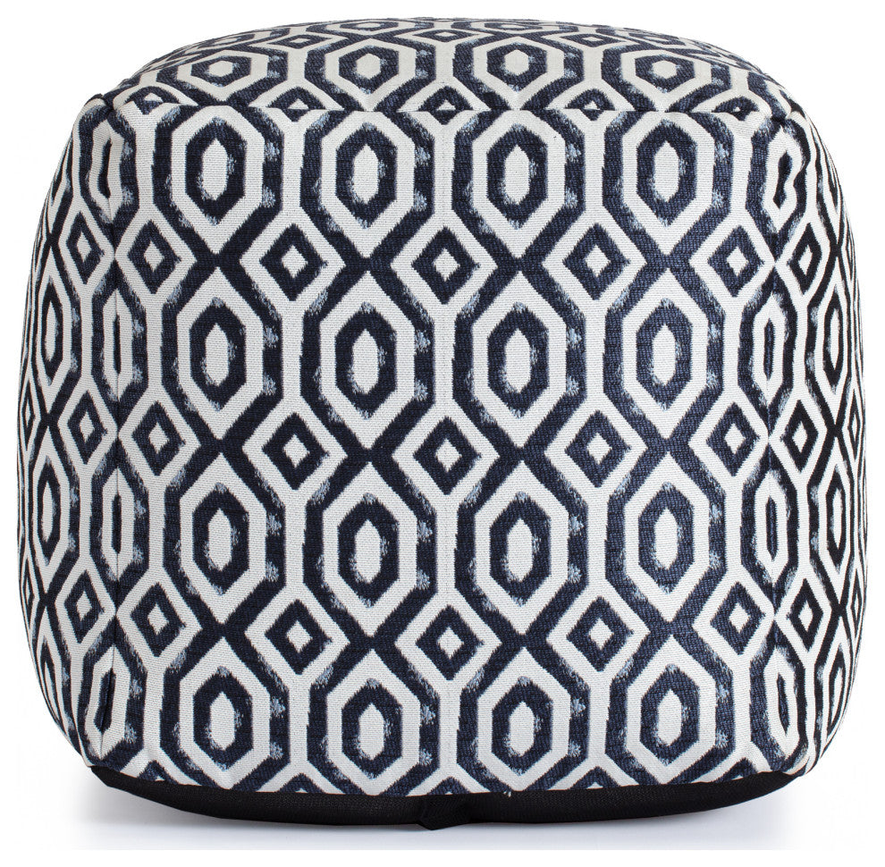 Zuma Blue 18" x 18" x 18" Blue and Ivory Pouf