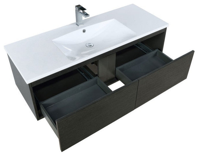 Sant Contemporary 48" Iron Charcoal Bathroom Vanity, Monte Chrome Faucet