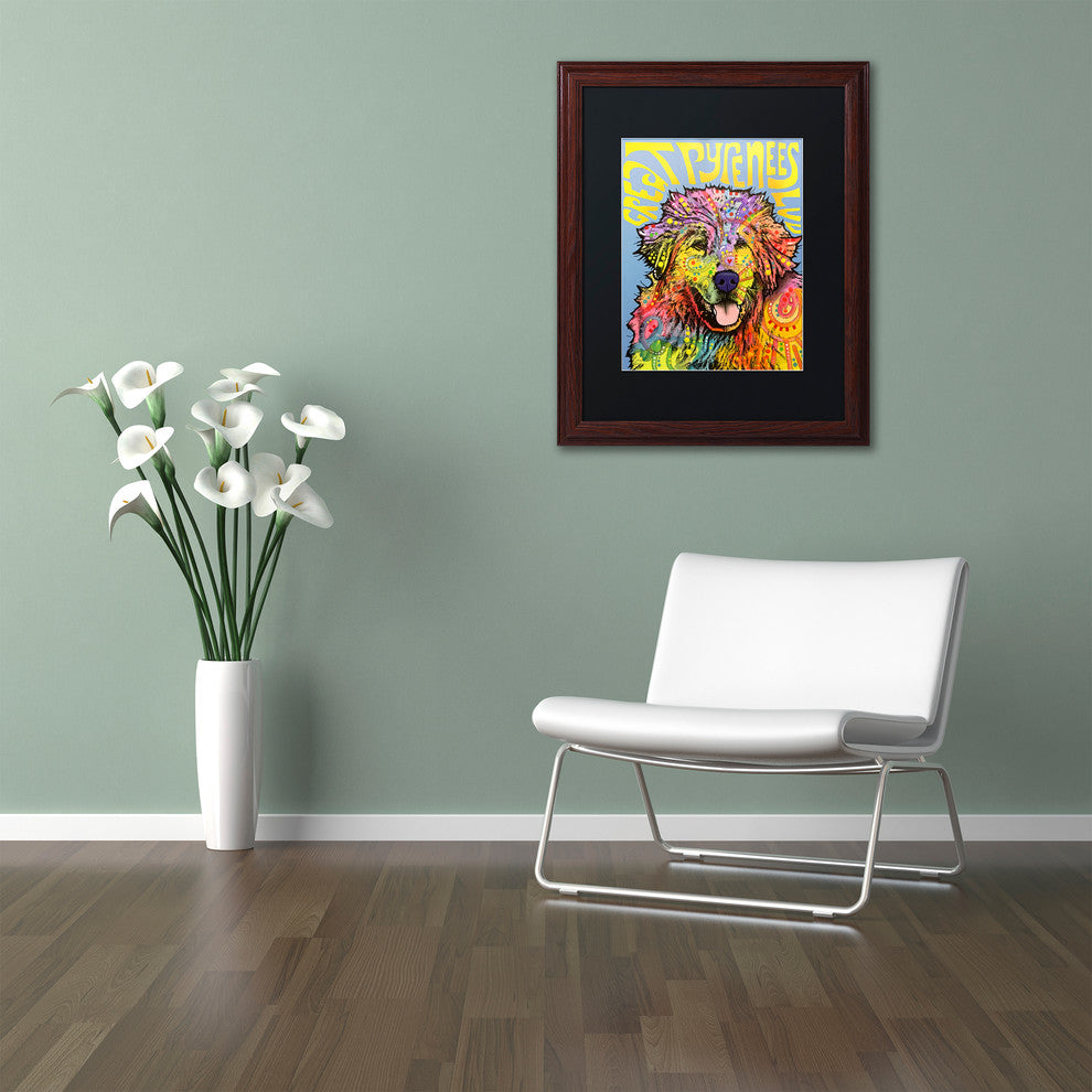 Dean Russo 'Great Pyrenees' Art, Wood Frame, Black Matte, 14"x11"