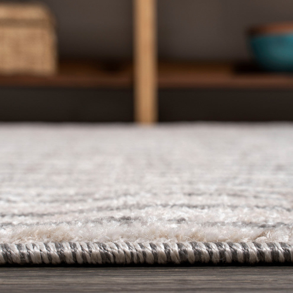 Skoura Modern Bold Stripe Beige/Dark Gray 3 ft. x 5 ft. Area Rug