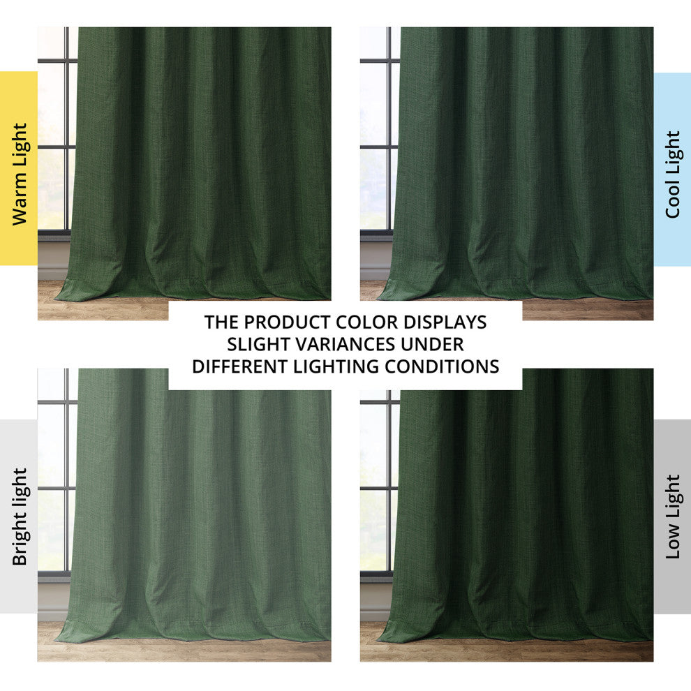 Faux Linen Darkening Curtain Single Panel, Key Green, 50"x84"