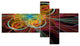Colorful Red Fractal Flower, Abstract Canvas Art Print, 60"x32", 5 panels