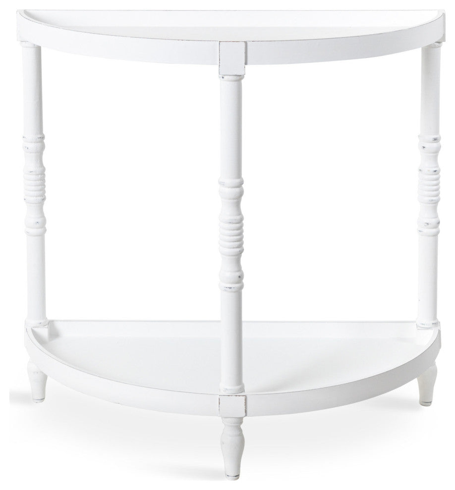 Bellport Wood Console Table with Shelf, White, 30x14x30