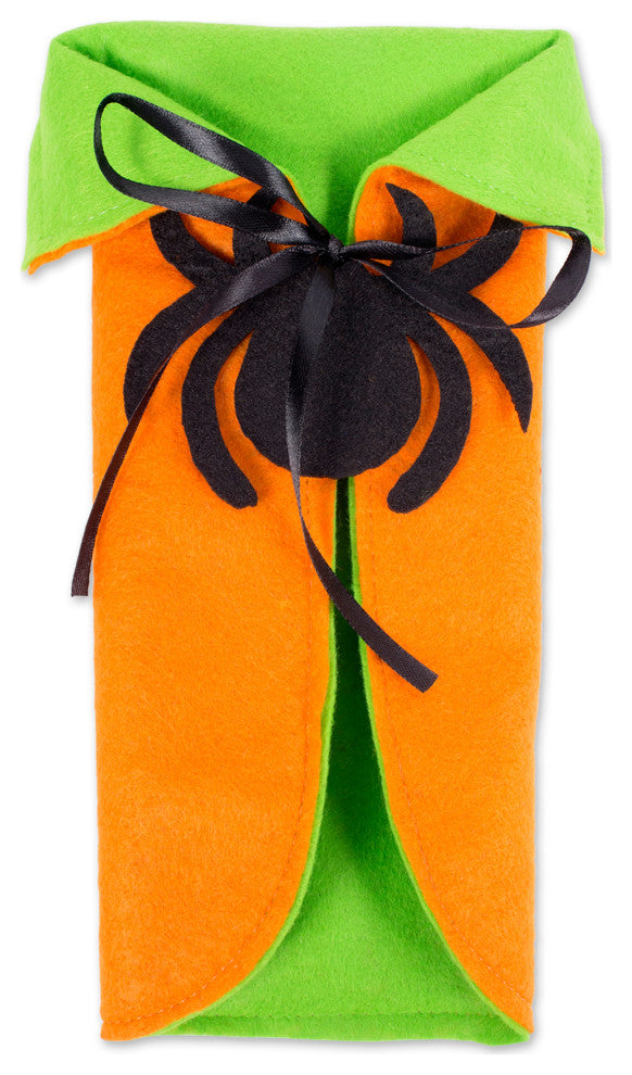 Orange Spider Halloween Bottle Covers, Set of 2