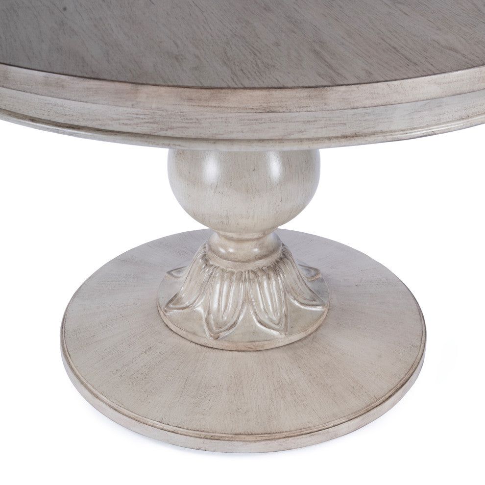 Evie 48" Round Pedestal Dining Table, Driftwood