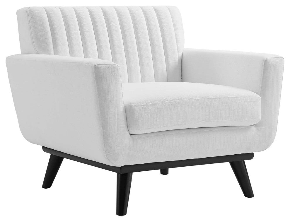 Engage Channel Tufted Fabric Armchair White