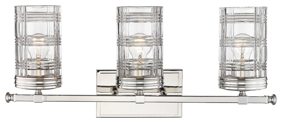 Zlite 344-3V-PN 3-Light Vanity, Clear