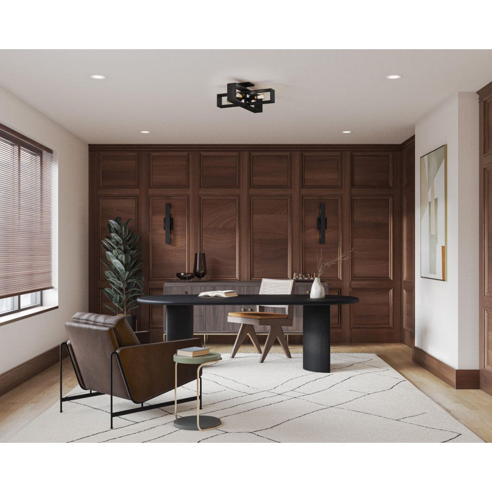 Boundary Collection 24" 4-Lt Semi-Flush Mount Light, Matte Black