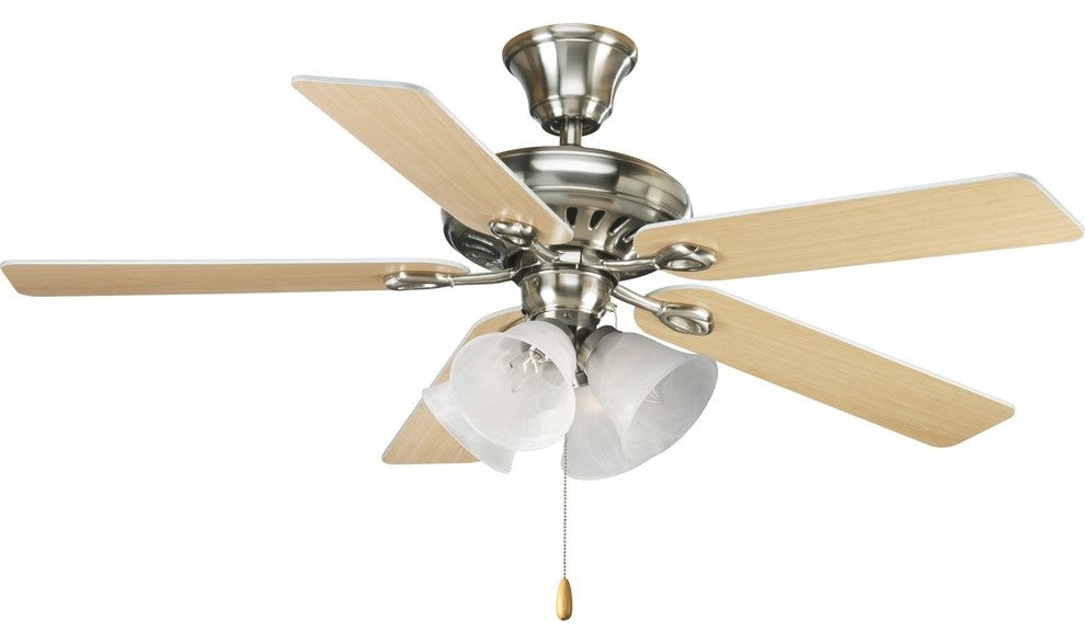 52" 5-Blade Ceiling Fan Finished, Brushed Nickel, White Cherry