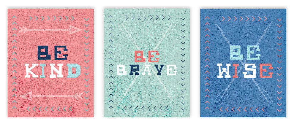 Collection Be Brave Arrows, Paper Print, 18"x24", 3 Piece Set