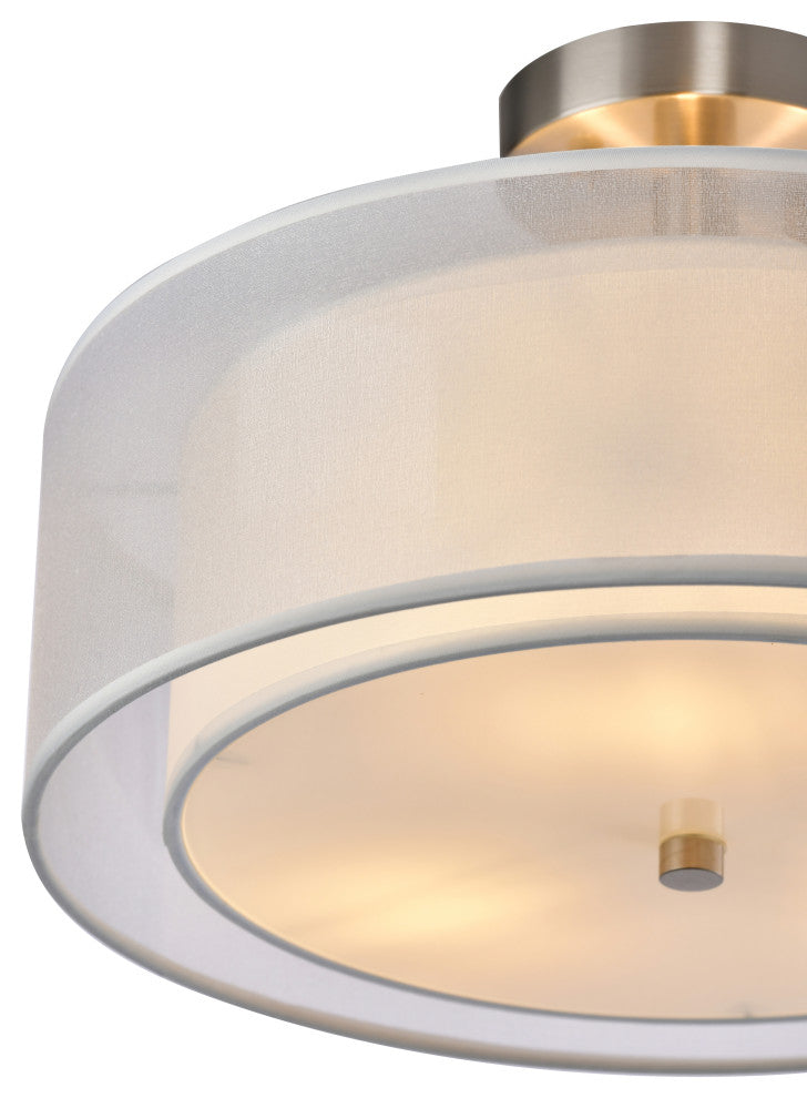 Lazzur Rhine 3 Light 15" Satin Nickel Semi-Flush Mount Ceiling Light