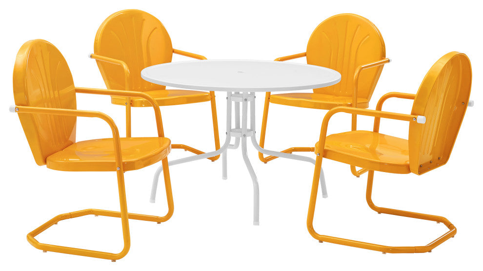 Griffith Metal Five-Piece Outdoor Dining Set, Tangerine