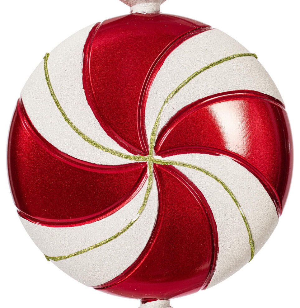 18.5" Red-White Swirl Candy Glitter