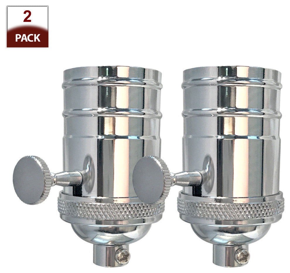 Royal Designs, Inc. 3 Way Vintage Lamp Socket, Polished Nickel, Set of 2