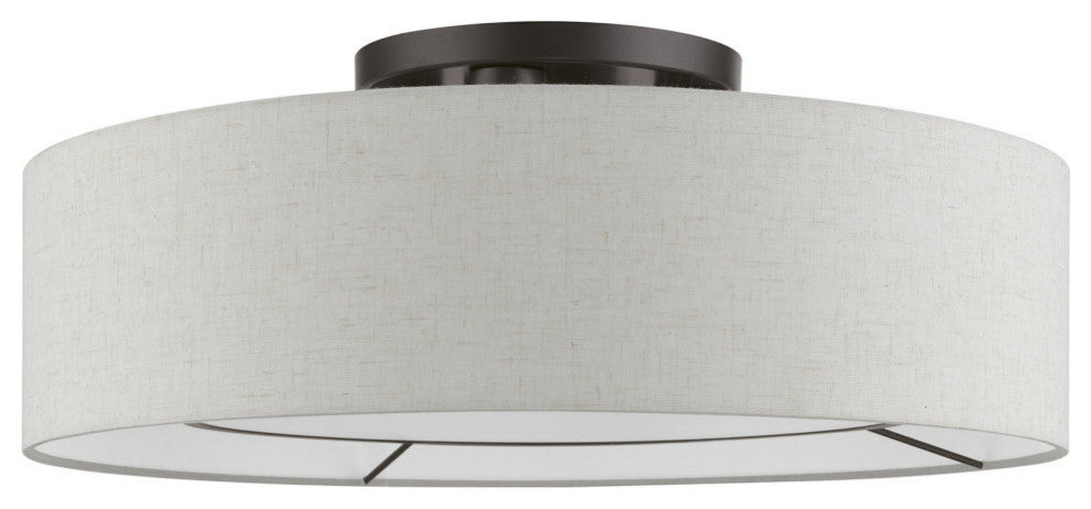 Ellsworth 4 Light English Bronze With Shiny White Accents Semi-Flush