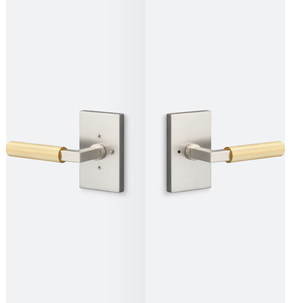 Levanto Privacy Rosette, Nickel, Knurled Grip in Satin Brass