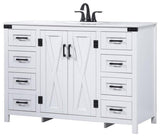 Elegant Decor Grant 48" Aluminum MDF Single Bathroom Vanity in White