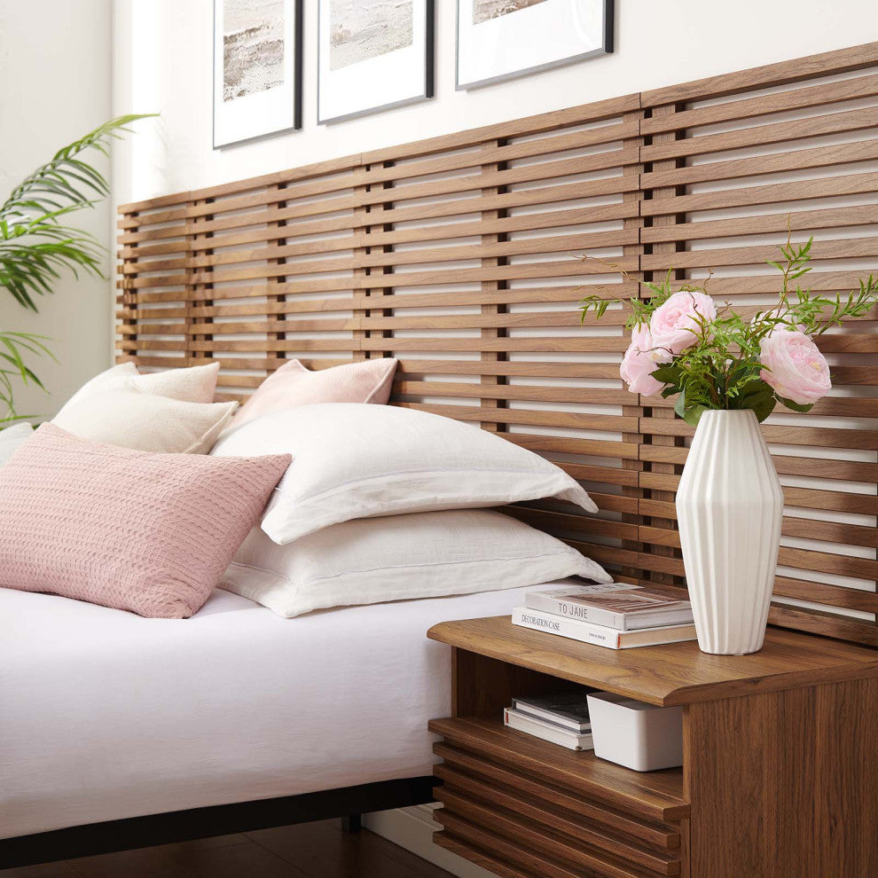 MODWAY Render Wall Mount King Headboard and Modern Nightstands