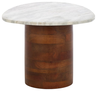 Safavieh Mono Large Marble Side Table, Off White/Walnut