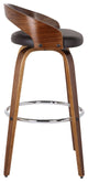 Mahan 26" Counterstool, Walnut Wood Finish With Brown Faux Leather
