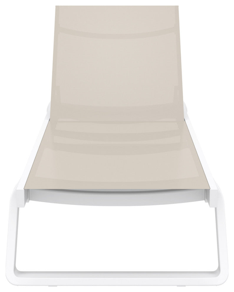 Tropic Sling Chaise Lounge, Set of 2, White Frame Taupe Sling