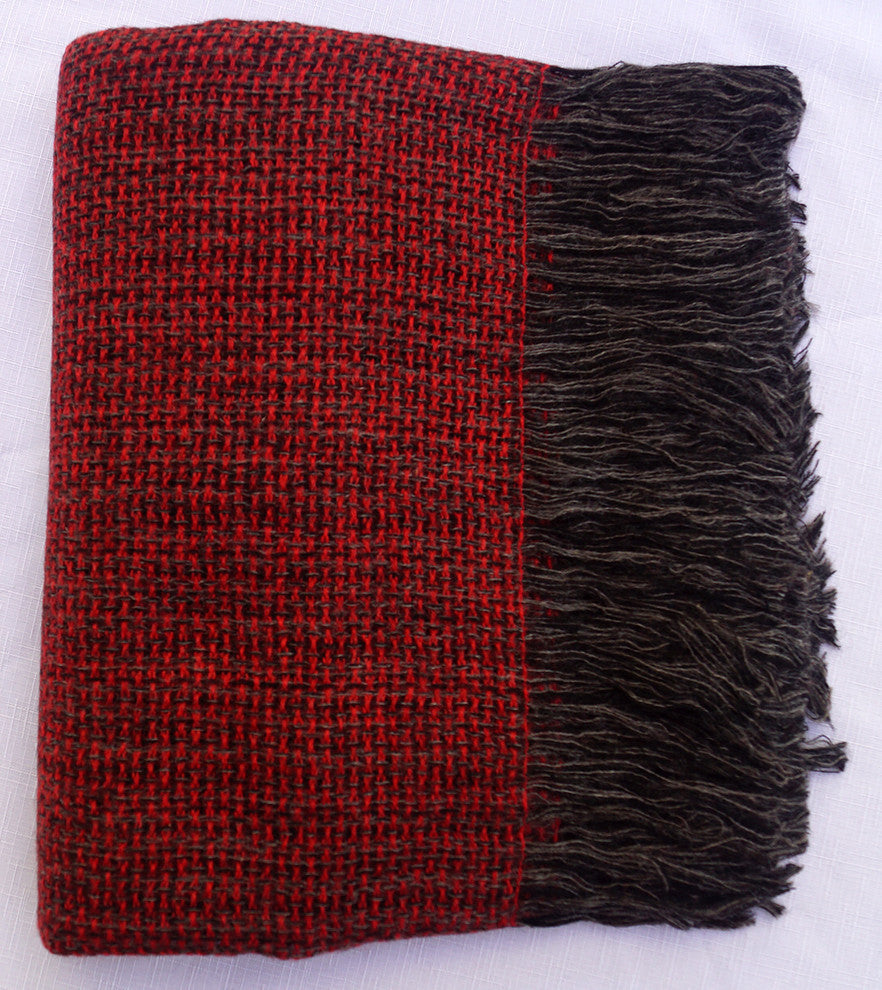 Alpaca and Wool Silky Soft Throw Blanket, Red