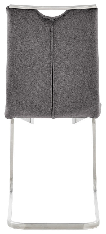 Pacific Gray Dining Room Accent Chair Set of 2, Gray and Stainless Steel