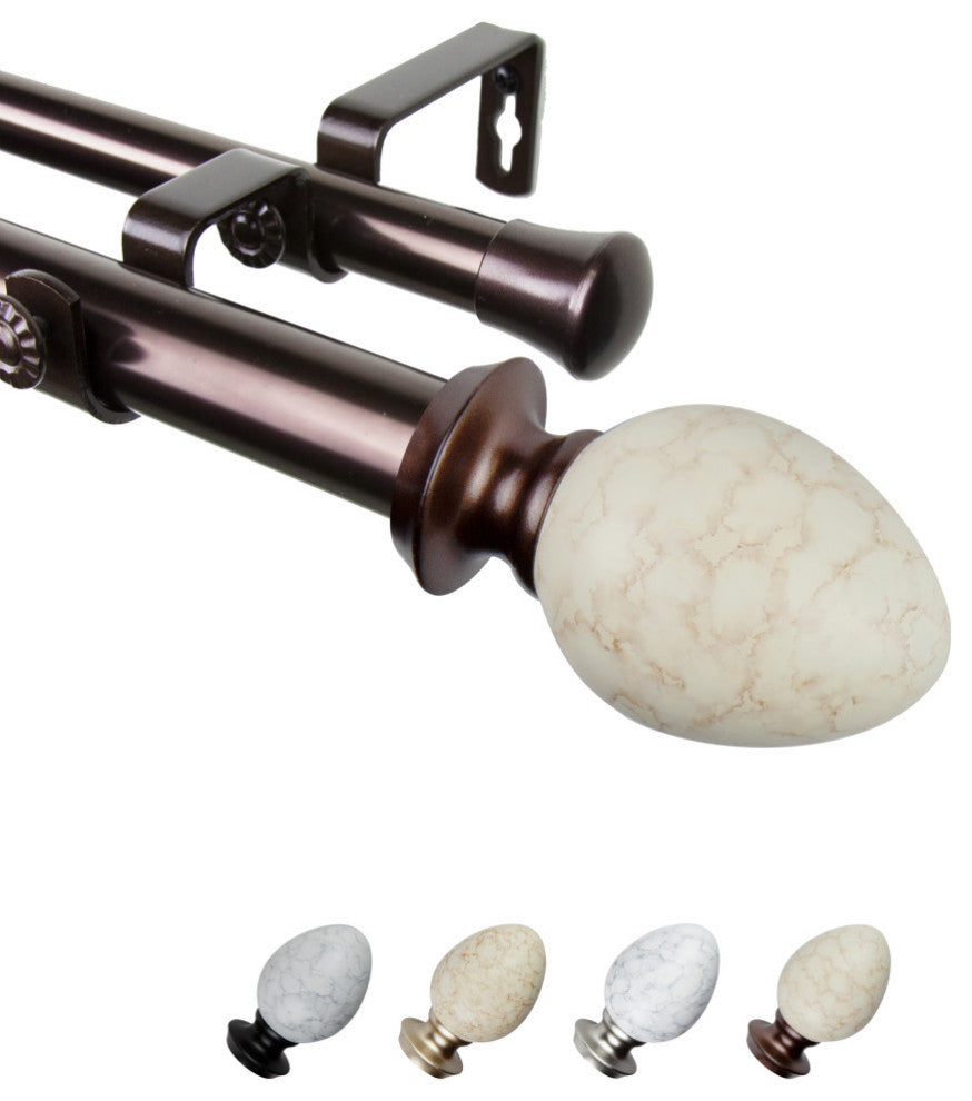 Afra 1" Double Curtain Rod, Bronze, 66-120"