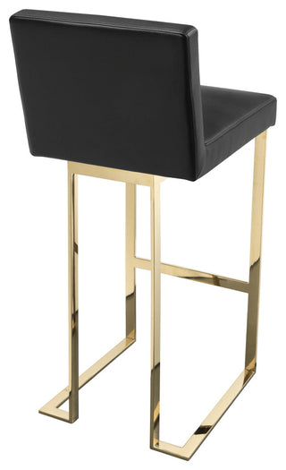 Dexter Bar Stool Faux Leather Black and Gold