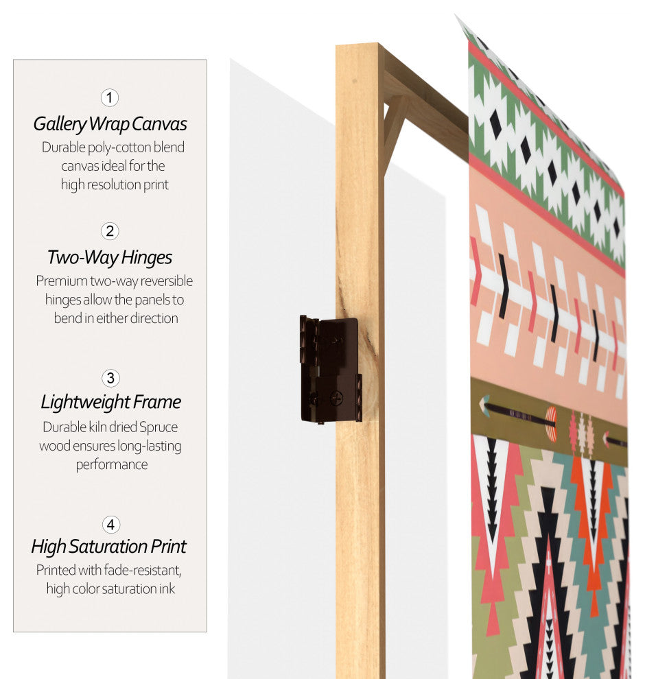 6' Tall Double Sided Ikat Canvas Room Divider