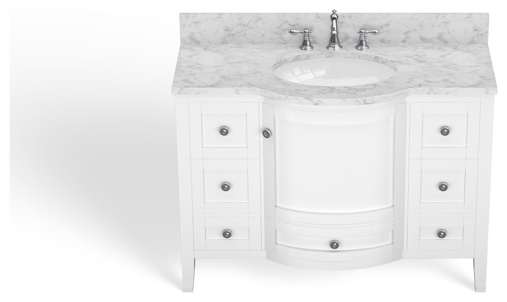 Blanc Bathroom Vanity, White, 48", Single Sink, Freestanding