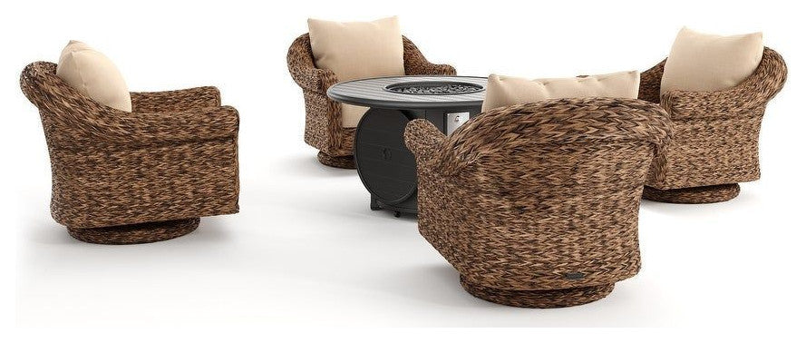 Cayman 5 Piece Fire Pit Chat Set, Heritage Brown