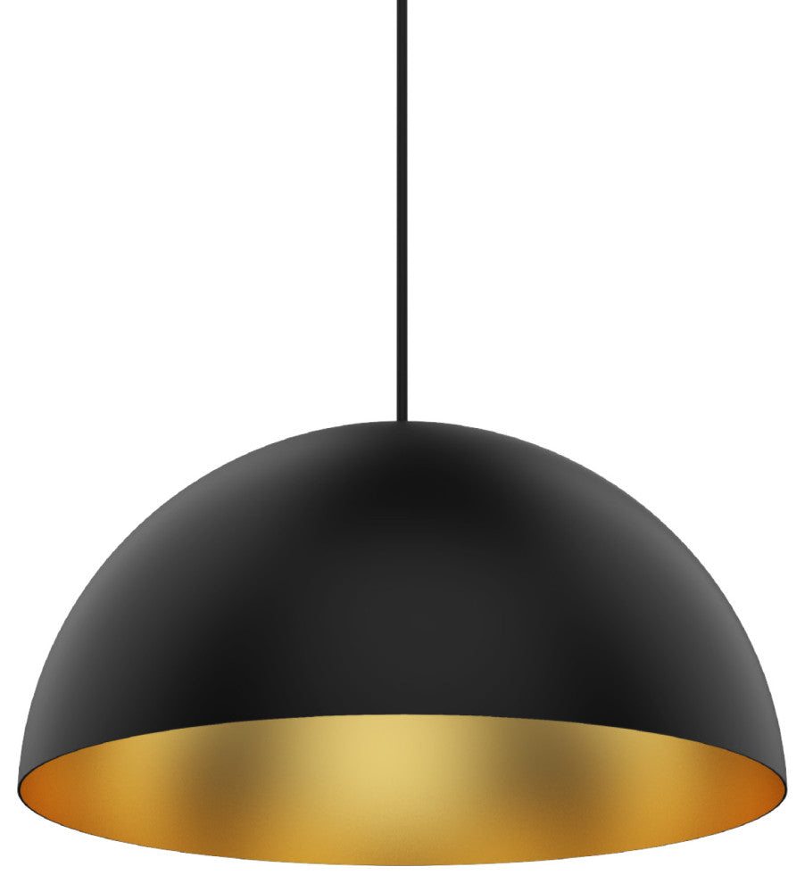 Domos 32" Large Pendant - Black w/Brushed Gold Interior - E26 Socket