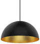 Domos 32" Large Pendant - Black w/Brushed Gold Interior - E26 Socket