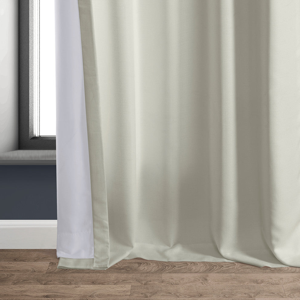 Italian Faux Linen Curtain Single Panel, Magnolia Off White, 50wx84l