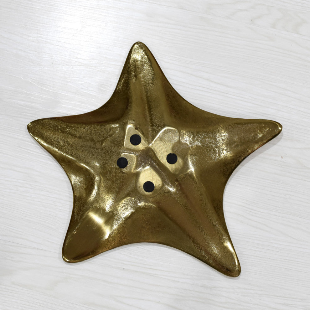 Handmade Decorative Aluminium Tray, Gold Color Coated